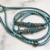 Sky Blue & Pewter kangaroo show lead with Turquoise & Silver beads - Image 3