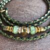 Olive, Fern Green & Gold kangaroo slip show lead with Green & Gold beads - Image 2