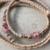 Beige & Rose Gold kangaroo show lead with Pink & Rose Gold beads