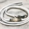 White Soft Leather show lead with White & Silver beads - Image 2
