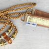 Golden Satin Martingale show lead with Gold & Amber beads