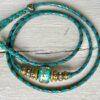 Aqua, Jade Green & Bronze kangaroo show lead with unique Handmade glass beads