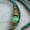 Aqua, Jade Green & Bronze kangaroo show lead with unique Handmade glass beads - Image 3