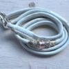White Soft Leather show lead with Peach & Silver beads **Special price**