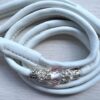 White Soft Leather show lead with Peach & Silver beads **Special price** - Image 2