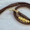 Dark Brown Soft Leather show lead with Gold beads - Image 2