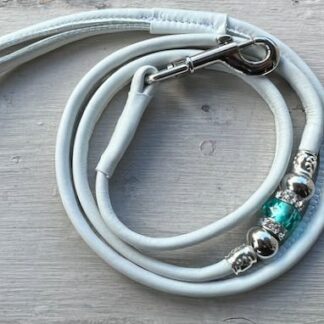 Off White Soft Leather show lead with Turquoise & Silver beads