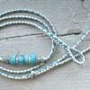 White, Sky Blue & Silver kangaroo show lead with unique Handmade Glass beads - Image 2