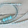 White, Sky Blue & Silver kangaroo show lead with unique Handmade Glass beads
