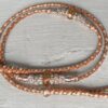 Saddle Tan, Copper & Natural kangaroo show lead with Rose Gold beads