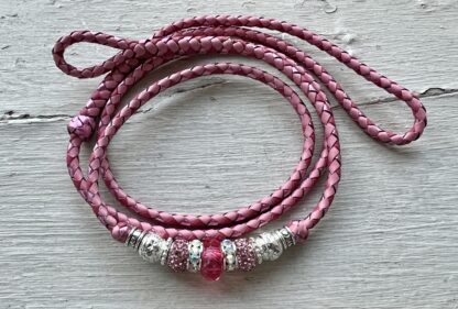 Light Pink, Hot Pink & Fuchsia Metallic kangaroo show lead with Pink & Silver beads