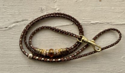 Chestnut, Light Brown & Light Gold kangaroo show lead with Gold beads - Image 2