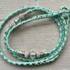 Mint Green kangaroo show lead with Clear & Silver beads