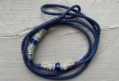 Blueberry Blue kangaroo show lead with Blue & Silver beads - Image 3