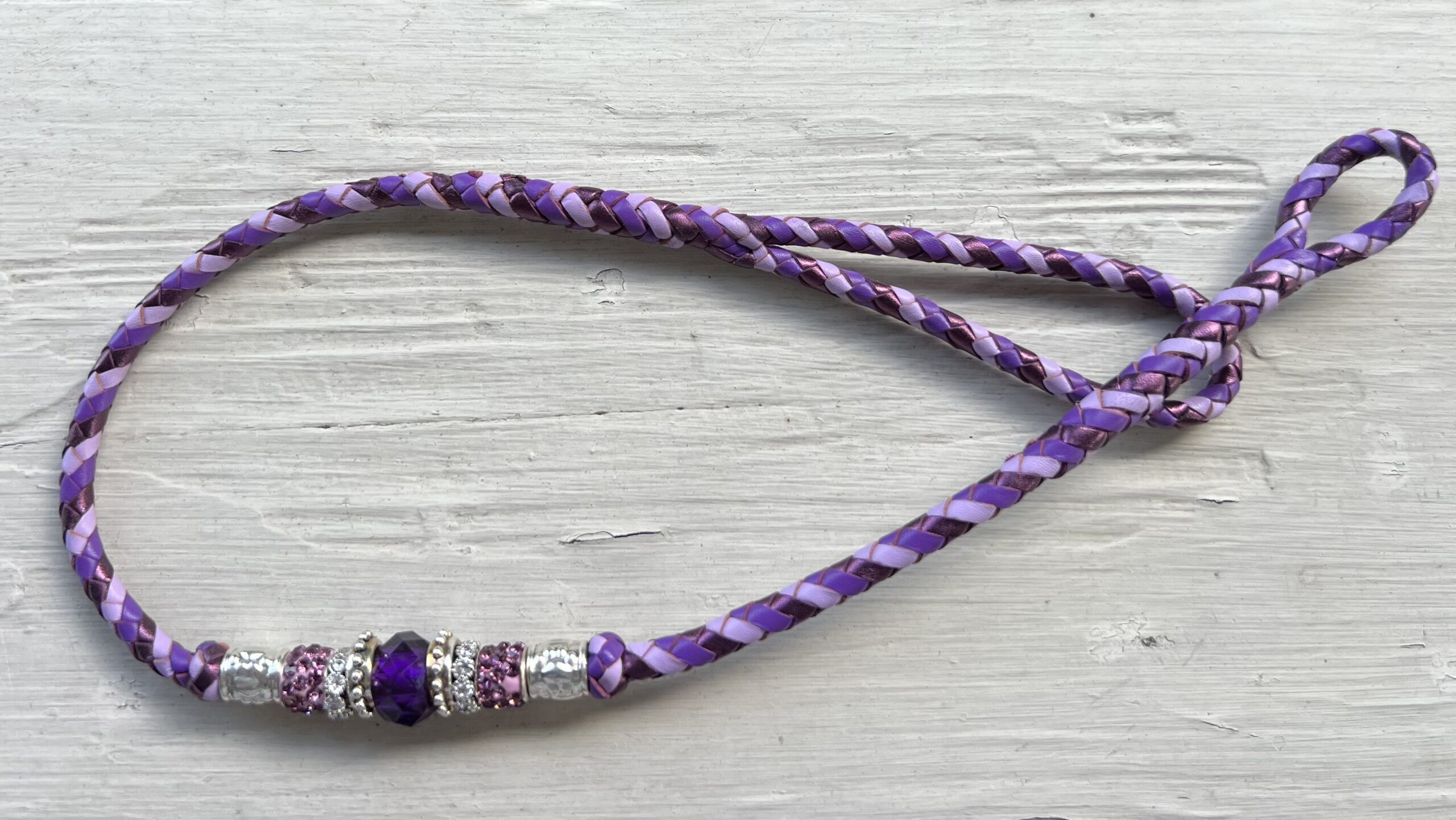 Metallic Purple, Moroccan Purple & Lavender kangaroo 6-braided show lead - Image 2
