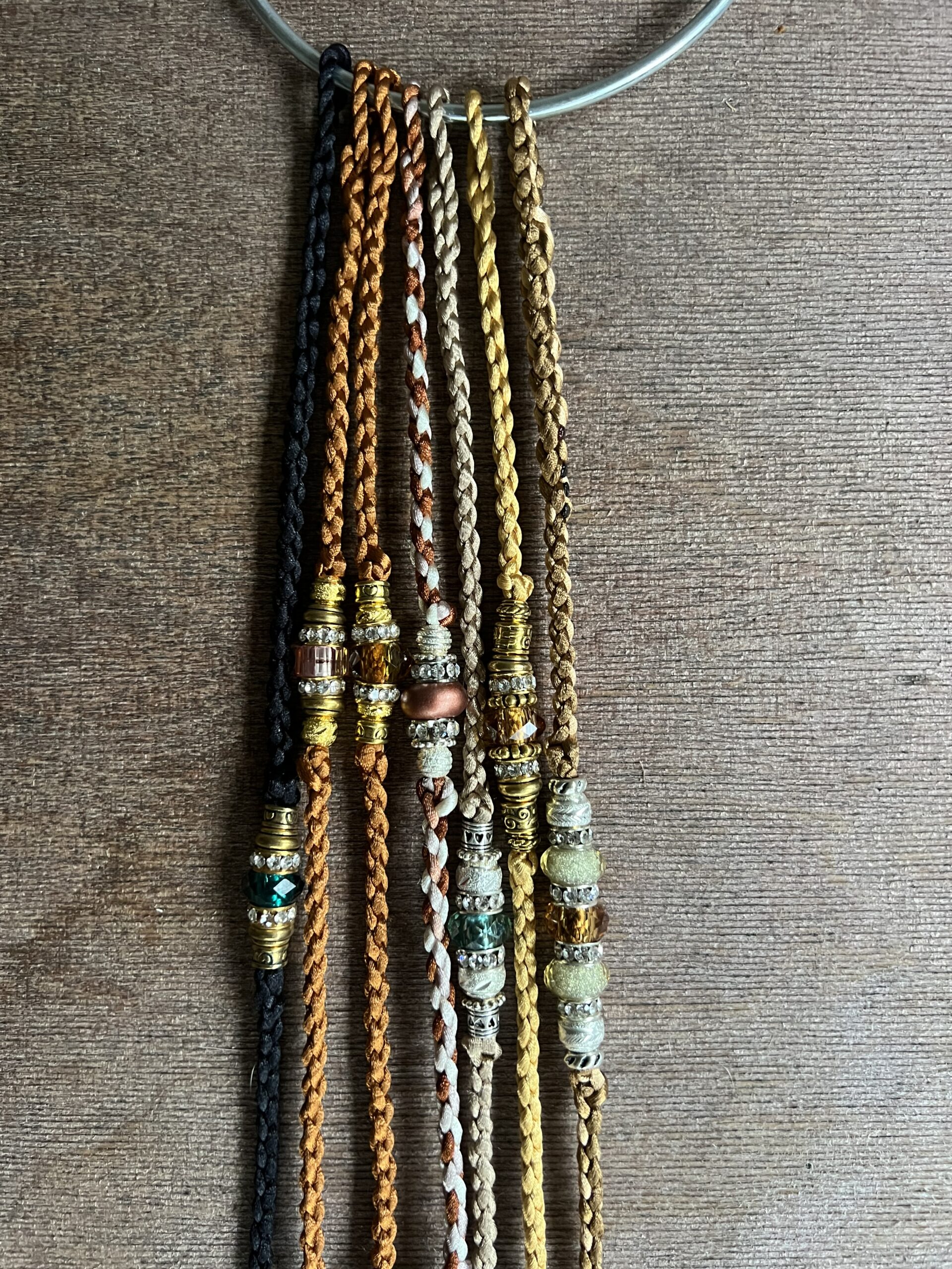 Satin loop lead with beads and hand loop